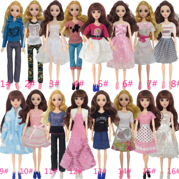 Barbie mode kostume, 16 styk, 16 dukke tilbehør, for
