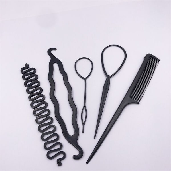 5PCS Frisureværktøj Hår Fletning Kit, Hår Styling Tilbehør,