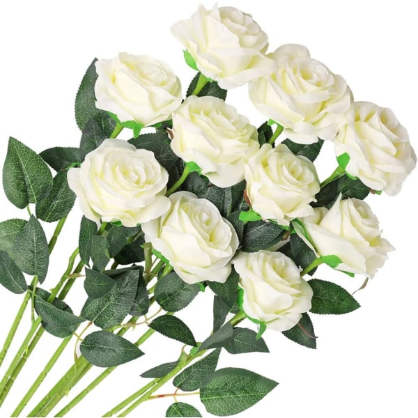 10 Stykker Kunstige Roser Silkeblomster Falske Blomsterbuketter til