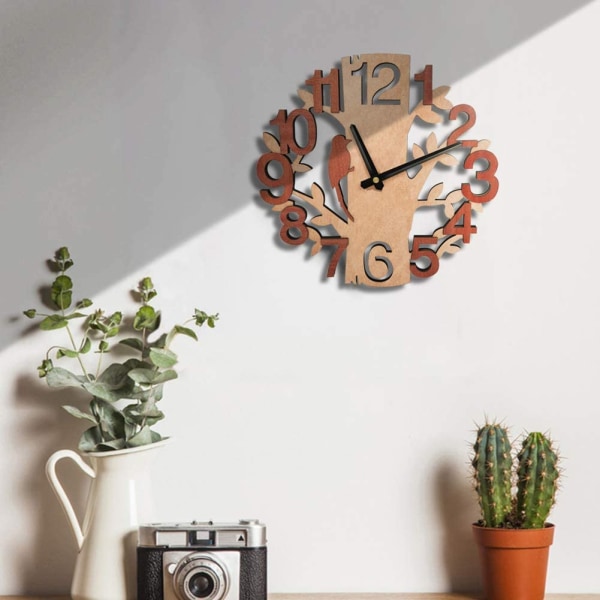 Puun muotoinen seinäkello Hiljaiset tikimättömät kellot Office Kitchiin