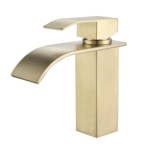 Modern Gold Waterfall Basin Faucet Bathroom Mixer Tap Adjustable