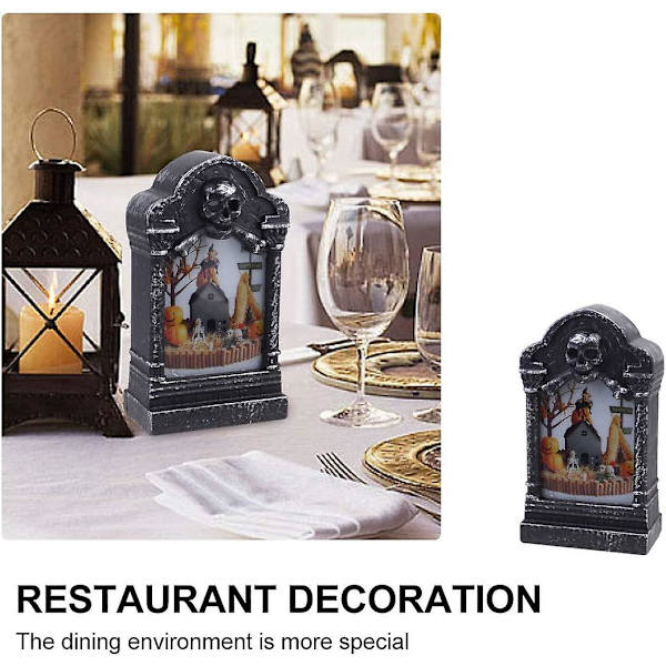 2 stk. Halloween stearinlys LED Horror Lampe Skelet Gravsten