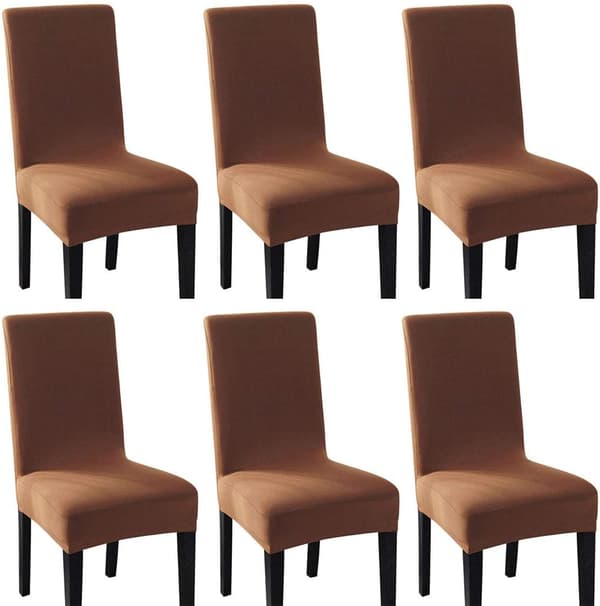 Spandex elastisk stolsöverdrag stretch stolsöverdrag (6 st, Coffe