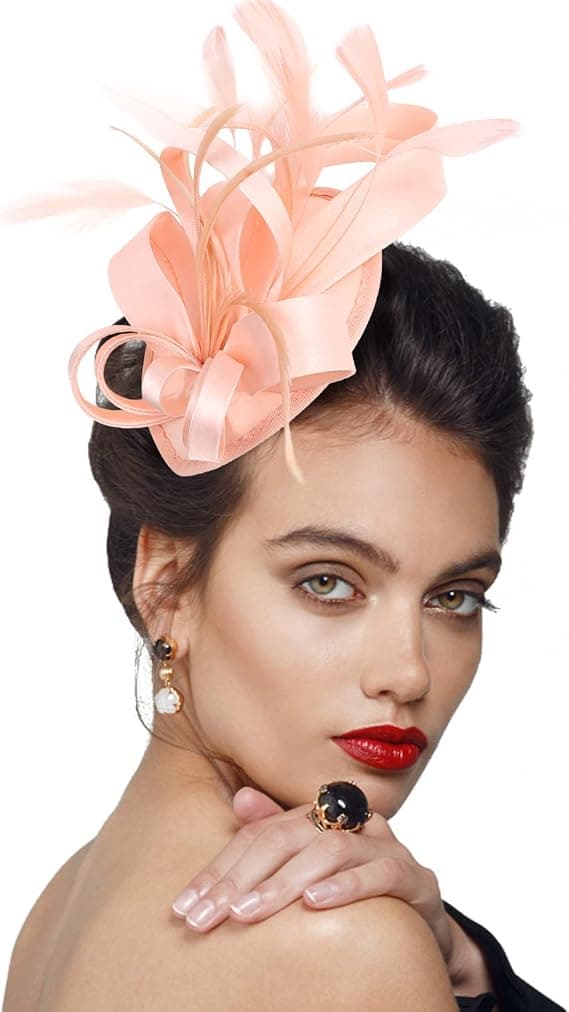 Samppanja - Tiara Hat Ribbon Feather Clip Tiara Cocktail Tea Part