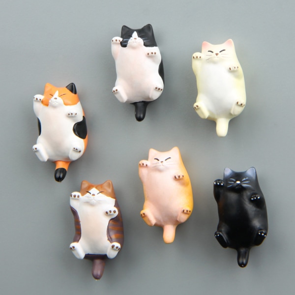 6-pack katt kylskåpsmagneter för skolklassrum Office Funny Kitt