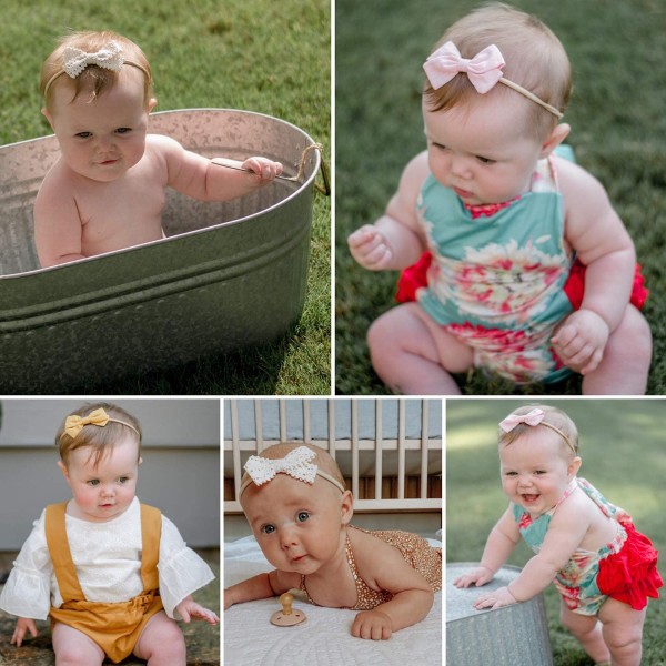 10 pakke Q Baby pannebånd, One Size baby jente pannebånd hårbånd