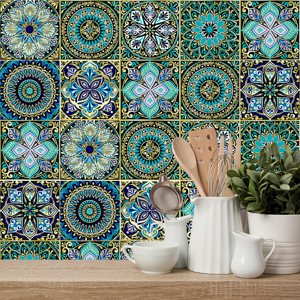 20 Arkkia (15 x 15 cm) Mandala Seinätarroja - PVC - Vedenpitävä (tyyli 1)