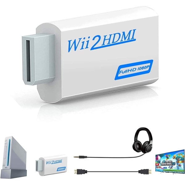 Wii HDMI-muunnin, Full HD 1080P Video Adapter Converter wit