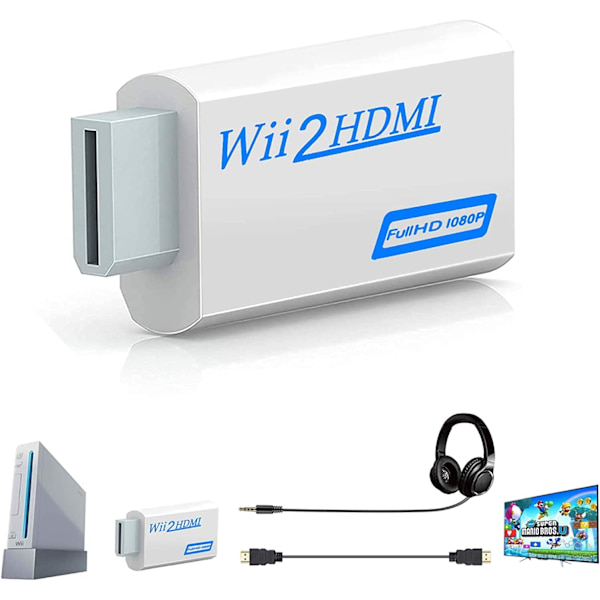 Wii til HDMI-konverter, Full HD 1080P videoadapterkonverter med