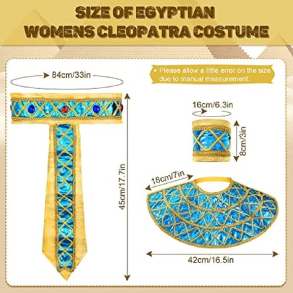 4 deler Egyptisk kostymetilbehør for kvinner inkludert Egypt