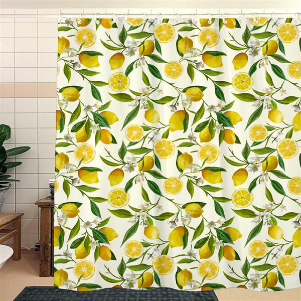 Citronsbruseforhæng 120 x 180 cm frugtgrønt blad bruseforhæng
