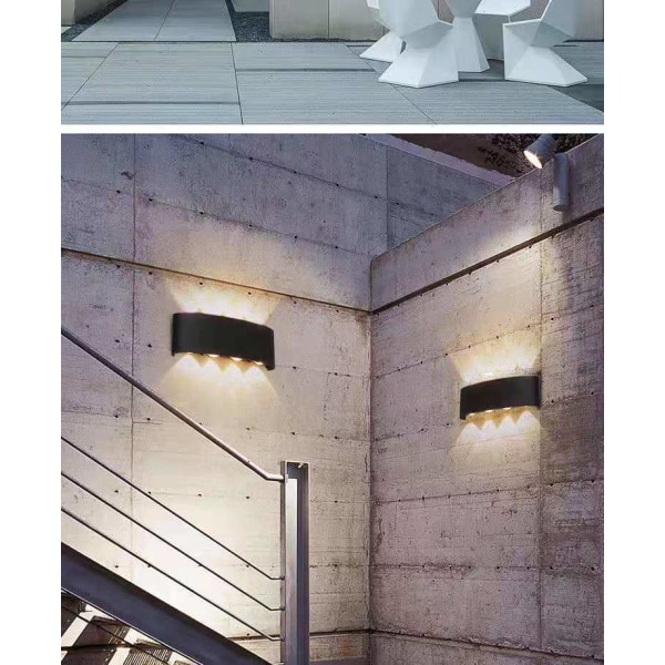 Vit LED-vägglampa för inomhusbruk 12W Varmvit, modern aluminiumvägg