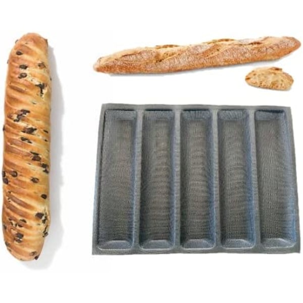 Fransk baguettebrødform 5 flettede silikonhuler Enkel rele