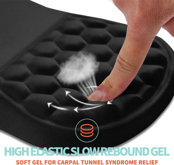 Ergonomisk musematte med håndleddsstøtte og massasjedesign (12x8 tommer, svart)