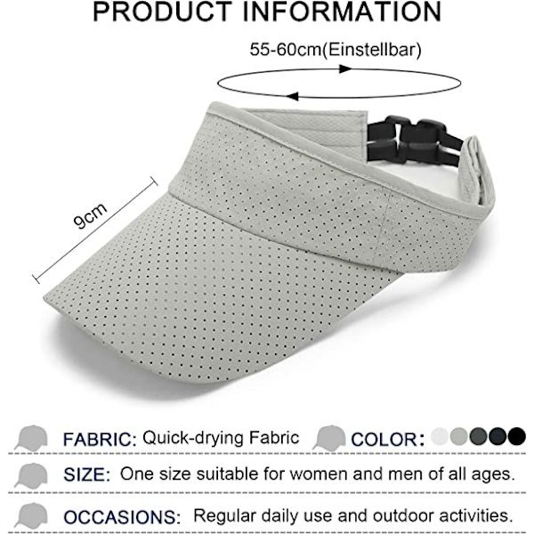 Visor miehille ja naisille - Golf Tennis Sun Visor Säädettävä urheilu aurinko