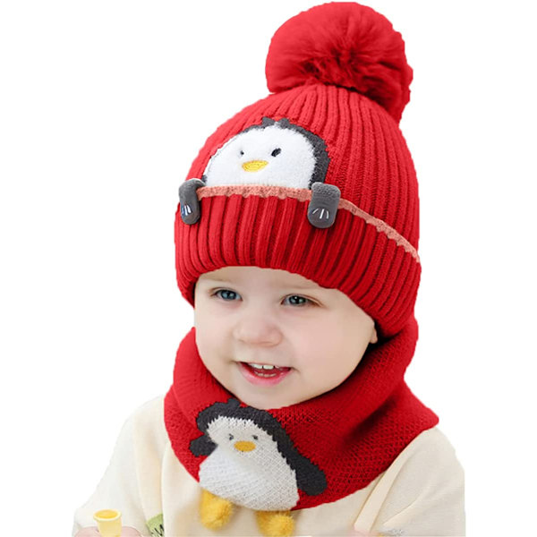 Hue og Halstørklæde Sæt Hue Børn Vinter Baby Strikhue Sæt