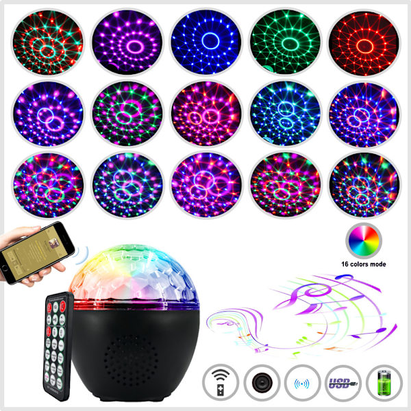 Discokule LED 16 farger Discolys Nattklubbbelysning Scenelys