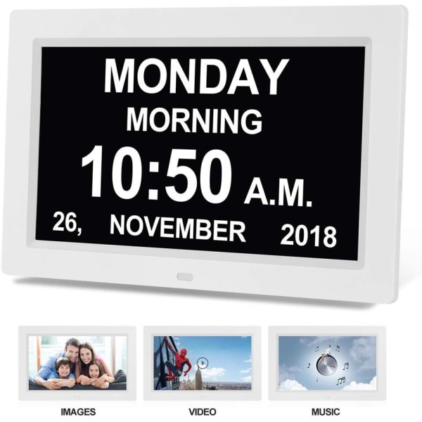 Digital kalender dagklocka fotoram (9-tums svart) - Automati