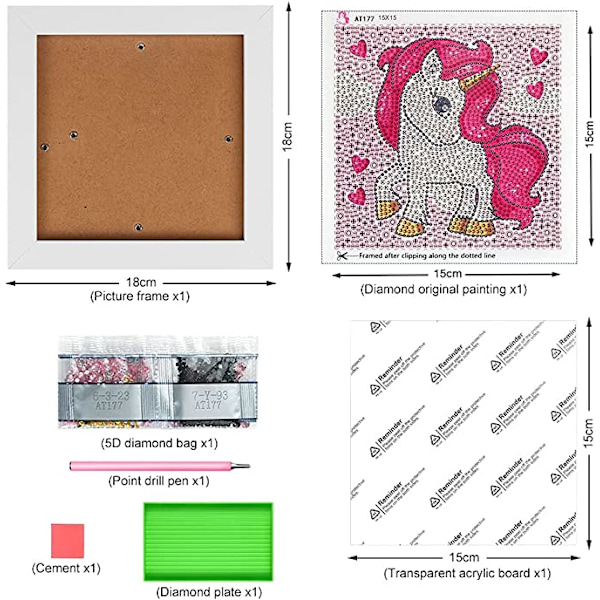 Timanttimaalaus lapsille Yksisarvinen (Pinkki), DIY Yksisarvinen Maalaus f