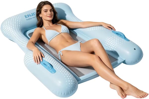 Pool Float Stol Mesh Base Sammenklappelig Sæde, Tre-sidet Støtte til Voksne Mænd Kvinder Unge Børn