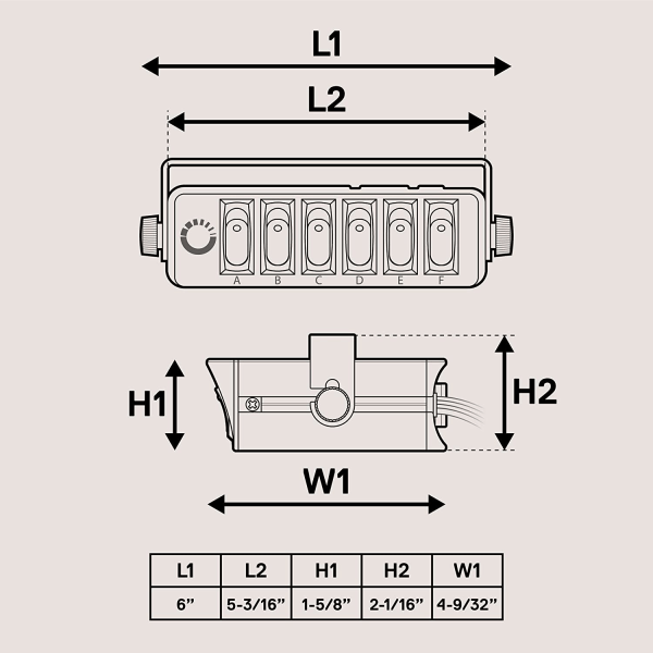 6-Gangs 12V vippebryterboks [40 Amp Max.] [12 AWG ledninger][12 Vol.
