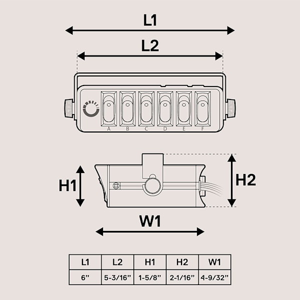 6-veis 12V vippebryterboks [40 Amp maks.] [12 AWG-ledninger][12 V