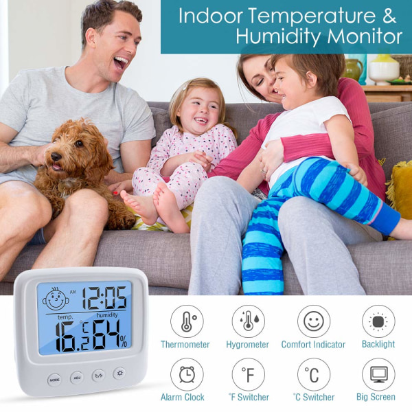 Digital innendørs hygrometertermometer med høy nøyaktighet, Tempera