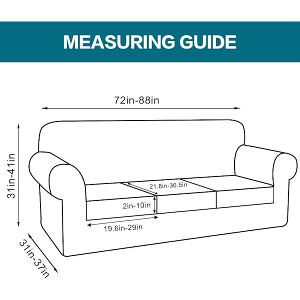 4-delars Soffaöverdrag för 3-kuddes Soffa, Soffaöverdrag, Mjuk Soffaöverdrag (Dammig Blå)