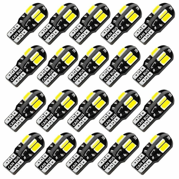 20PCS W5W T10 LED Bulbs Canbus 5730 8SMD 12V 6000K 194 168 L