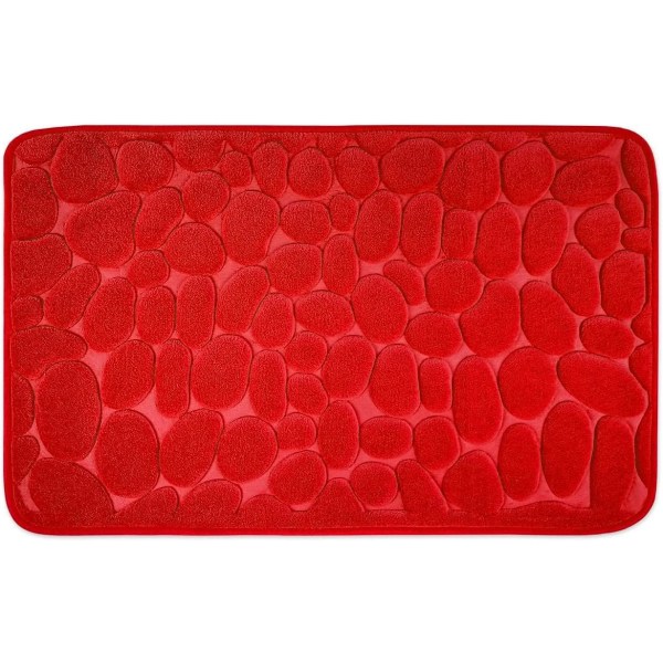 Skridsikker Memory Foam Bademåtte - Bademåtte 50 x 80 cm - Rød