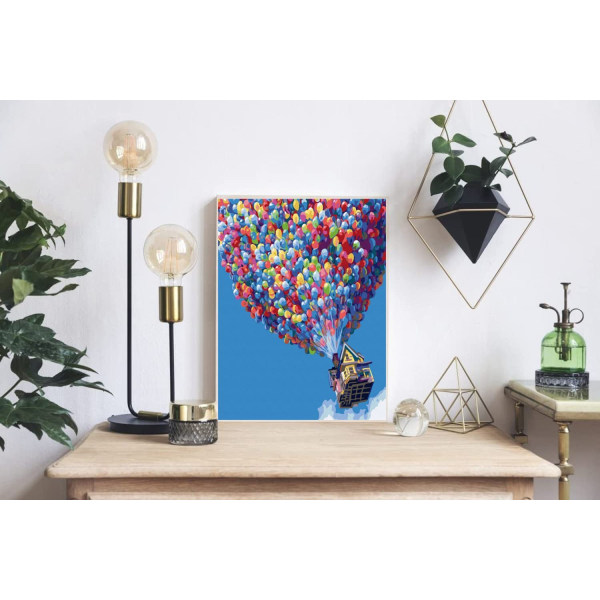 Mal efter tal for børn og voksne, DIY akrylmalingssæt med indrammet lærred 12x16 tommer, farverige balloner