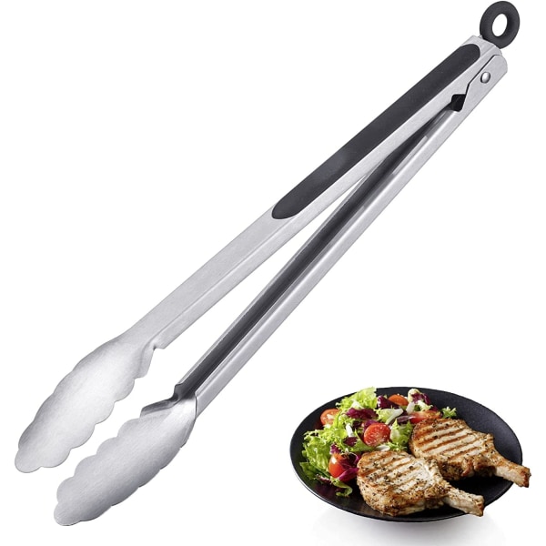 Grilltanger + Serveringstenger, med håndtak i rustfritt stål og