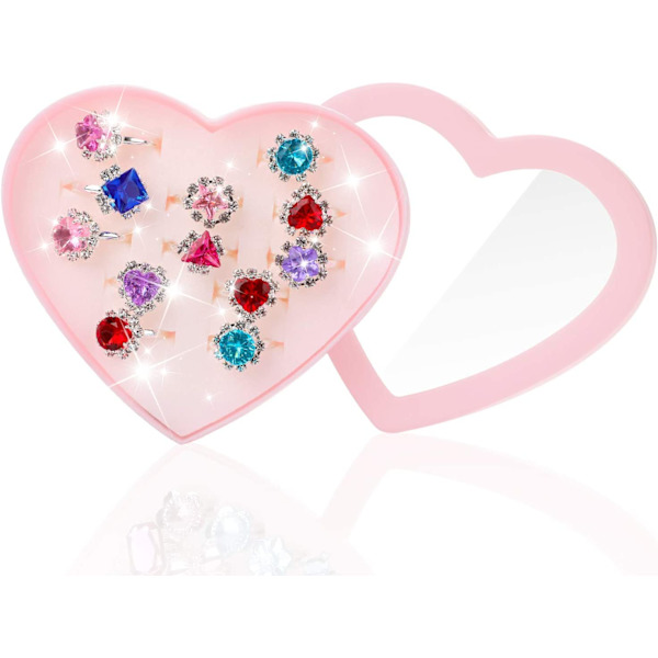 12 stk. Justerbare Krystalringe til Piger, Prinsesse Smykker Fingerringe
