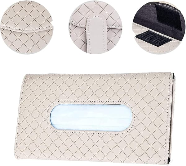 (Beige) Bilsolskydd för solskydd i läder