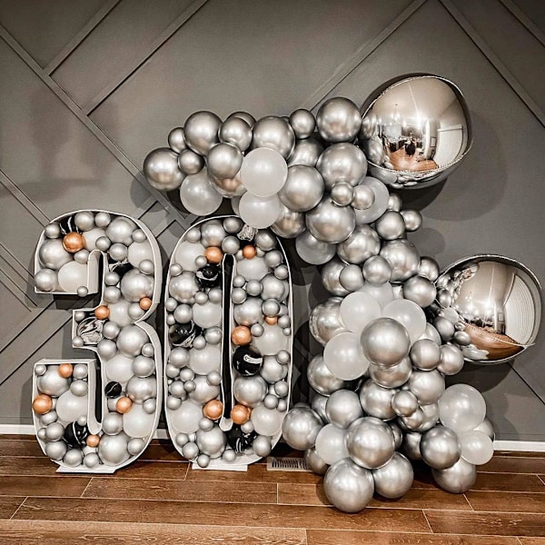 Festsalonger 50 st 12 tum Silver Metallic Chrome Helium Shiny