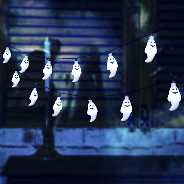 Halloween-dekorasjonslys, 3 moduser 2-PAKKE 3M 20 LED vanntette utendørs dekorative spøkelsesfe-lys for uteplass, hage, port, gård, Halloween-juledekorasjon
