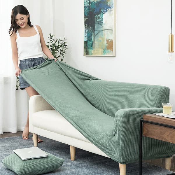 Elastisk stretchdeksel for 2-seters sofa, myk passform, grå 145-185cm