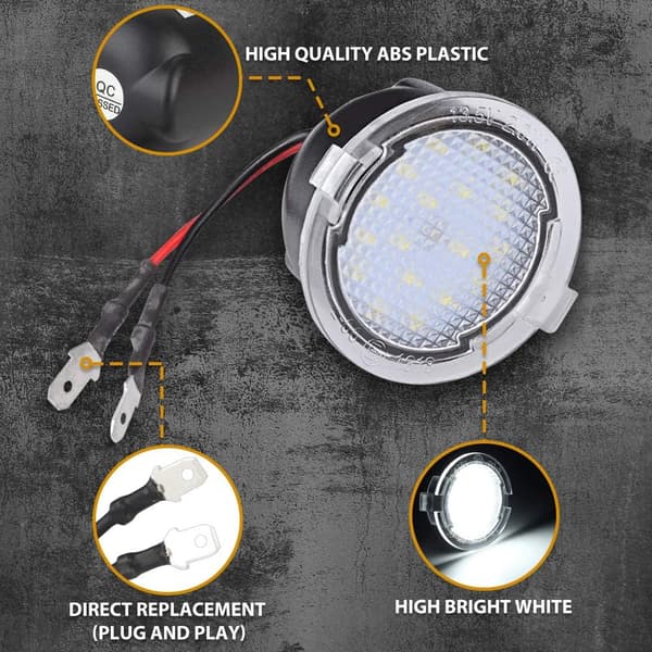 2 stk LED frontlys under speil, sidespeil, bil, sidelys