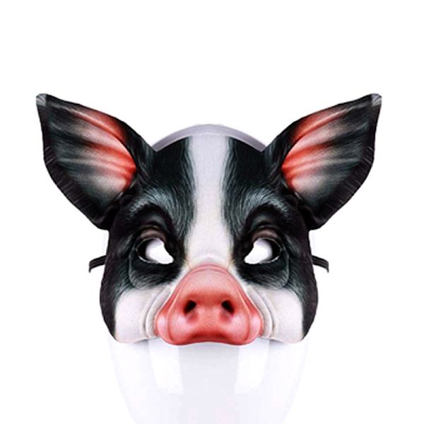Halvmask, realistiskt tryck, elastisk, karneval, Halloween, karneval