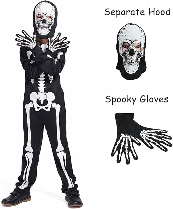 Halloween Skelet Kostumer til Drenge og Piger （7-9years）
