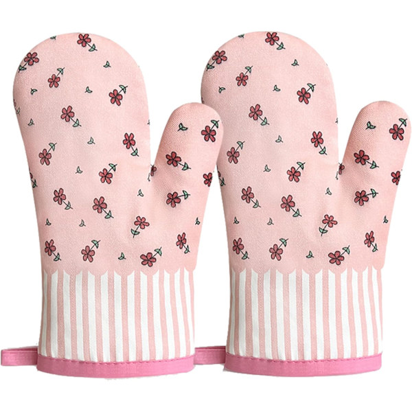 1 par (rosa blomma) ugnshandskar, kökshandskar, grillhandske,