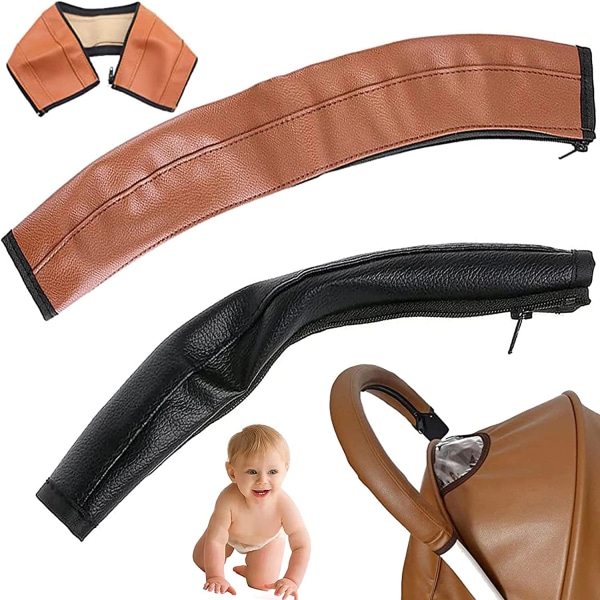 2 Pieces(Black, Brown) Stroller Handle Cover, Universal Stroller