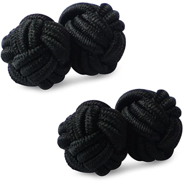 （Black）Mens/Womens Cloth Silk Knot Cufflinks Shirt/Dress,Round f