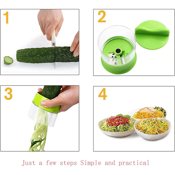1 stk. bærbar grønnsaksspiralizer, spiral grønnsakskutter, grønnsaksspiralizer