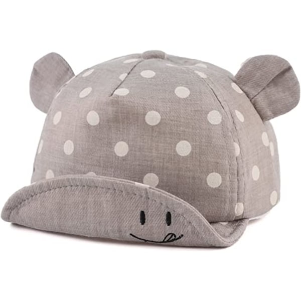 Grey-Polka Cotton Baby Cap 12 to 24 Months for Girl Boy Child Su