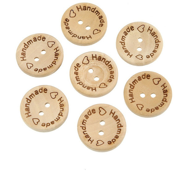 15 mm hjärtformade träknappar 1 st Runda träknappar för