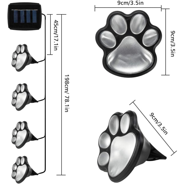 Solar Dog Cat Animal Paw Print Lights, LED Solar Garden Path Law