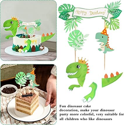 Dinosaur Kagepynt, 4 Stykker Fødselsdagskagepynt, Cupcake T G