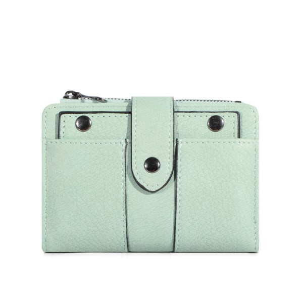 (Lysegrønn) Retro frostet trefoldet lommebok for kvinner, moteriktig s