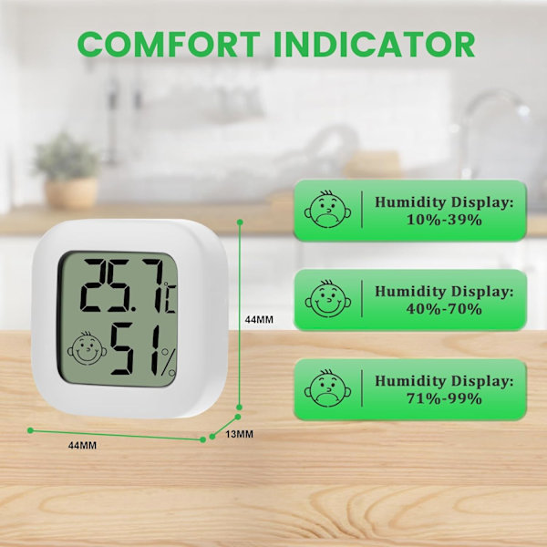 (Valkoinen) Mini LCD digitaalinen sisäilman lämpömittari kosteusmittari 4 kpl termohygometri mukavuustason ilmaisin korkea tarkkuus portti